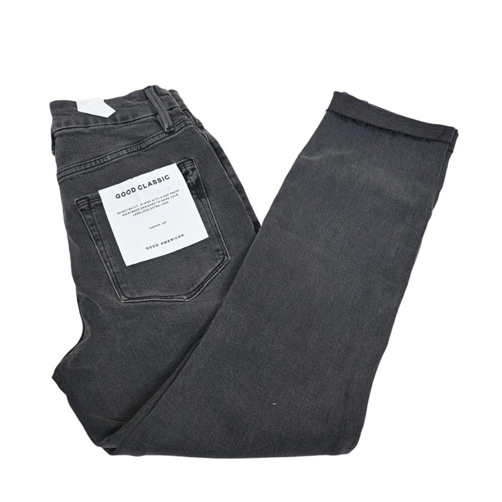 Good American Womens 6/28 Good Classic Raw Hem Slim Jeans in Faded Black NEW - Picture 4 of 13